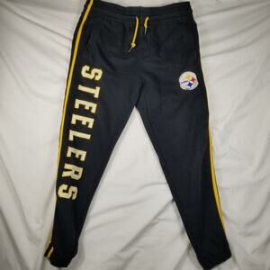 NFL Team Apparel Pittsburgh Steelers Fleece Sweatpants Black Size Medium